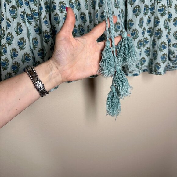 Naked Generation Hand Blocked Prairie Blouse Womens Size M Boho Peasant Shirt - Picture 4 of 8